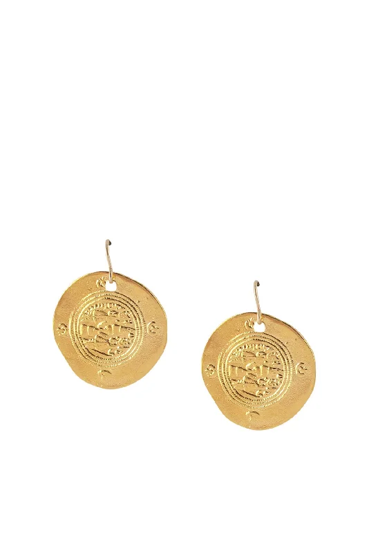 Simple Crystal Earrings for Women-Gold Coin Earrings