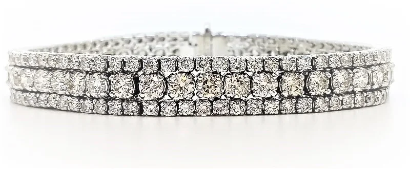 Statement Bracelets for Special Occasions-Diamond Triple Row  Bracelet in 14k White Gold (11.82 ct. tw.)