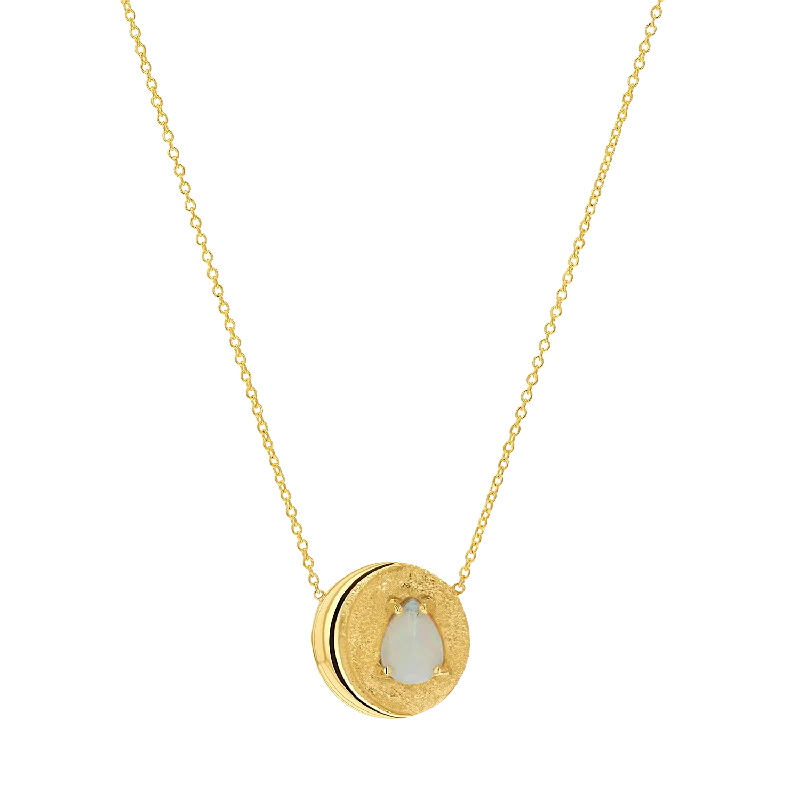 Simple Pendant Necklaces-Opal Moon Necklace