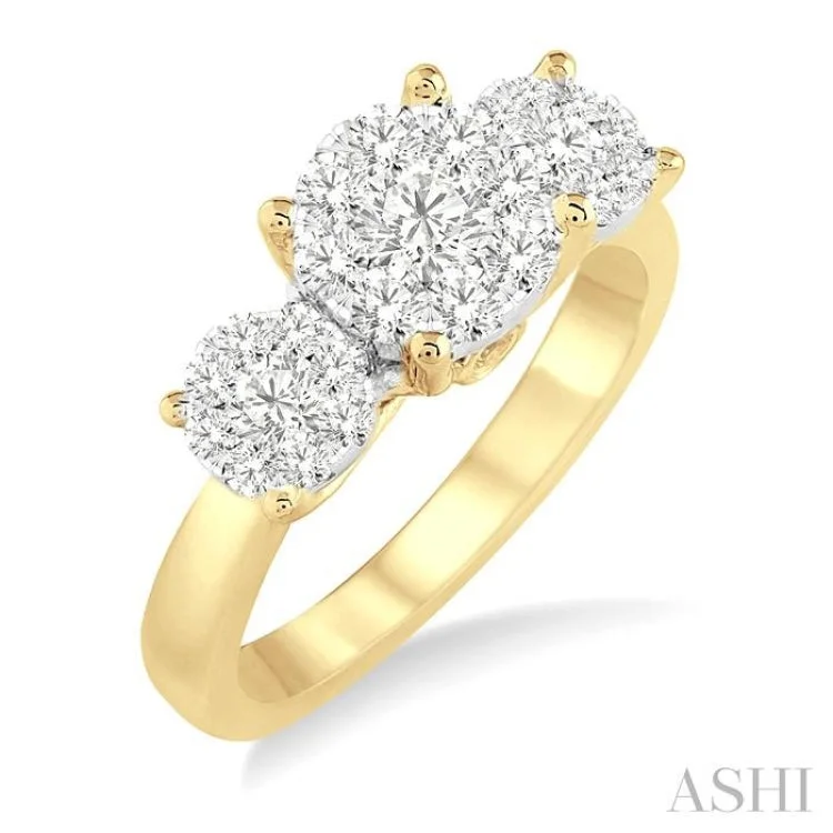 Men’s Custom Promise Rings with Engraving-1.00 ctw Lovebright Round Cut Diamond Ring in 14K Yellow and White Gold