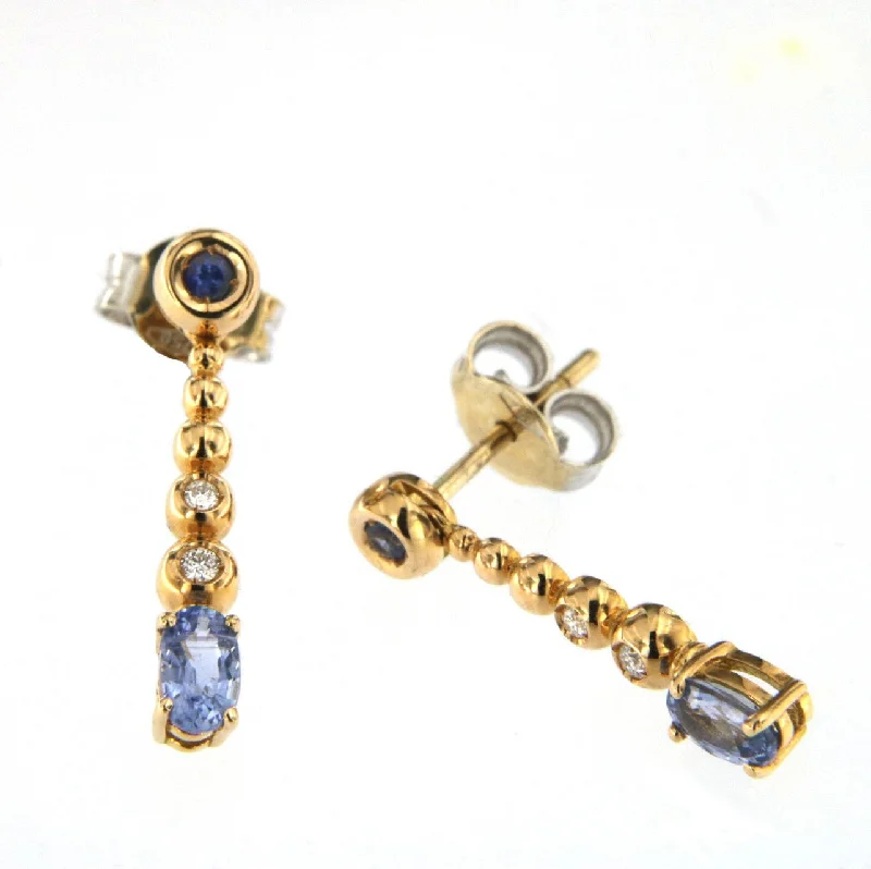 Luxury Crystal Earrings for Women-Bubble 18K Rose Gold Earrings w. Diamonds & Blue Sapphire