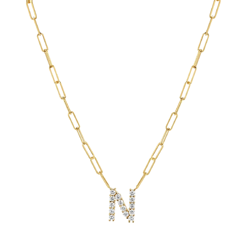 Affordable Necklaces-Grand Initial Paper Clip Necklace