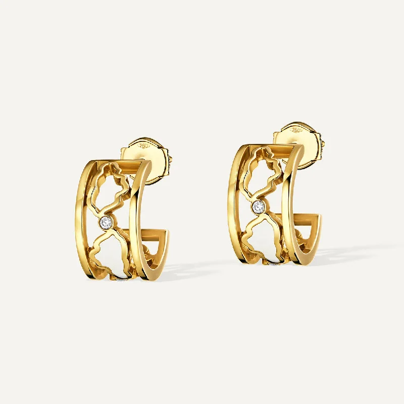 Simple Gold Hoop Earrings-Allusia Love Enamel 18K Gold Earrings w. Diamonds