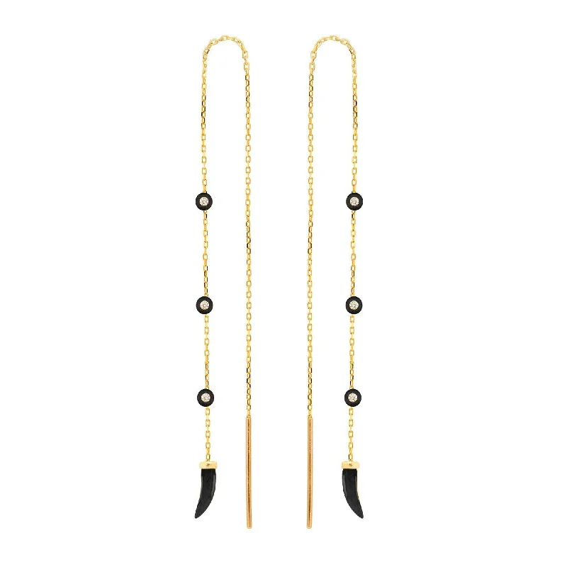 Modern Gold Drop Earrings-Capsule Black Pair Gold Plated Earrings