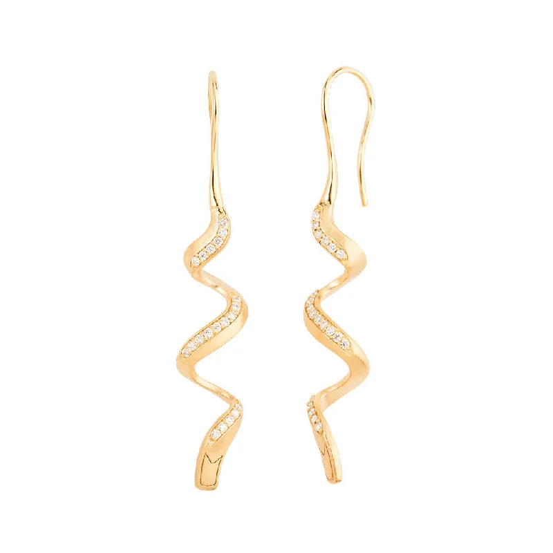 Classic Silver Hoop Earrings-Jovian 18K Gold Ear Hangers w. Diamonds