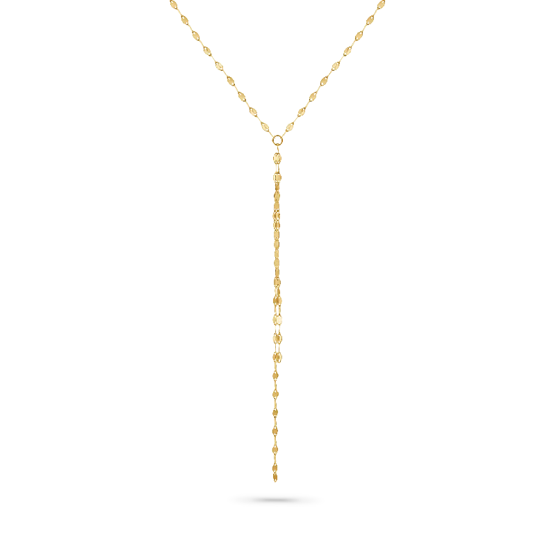 14K Gold Necklaces-Demure Chain Lariat