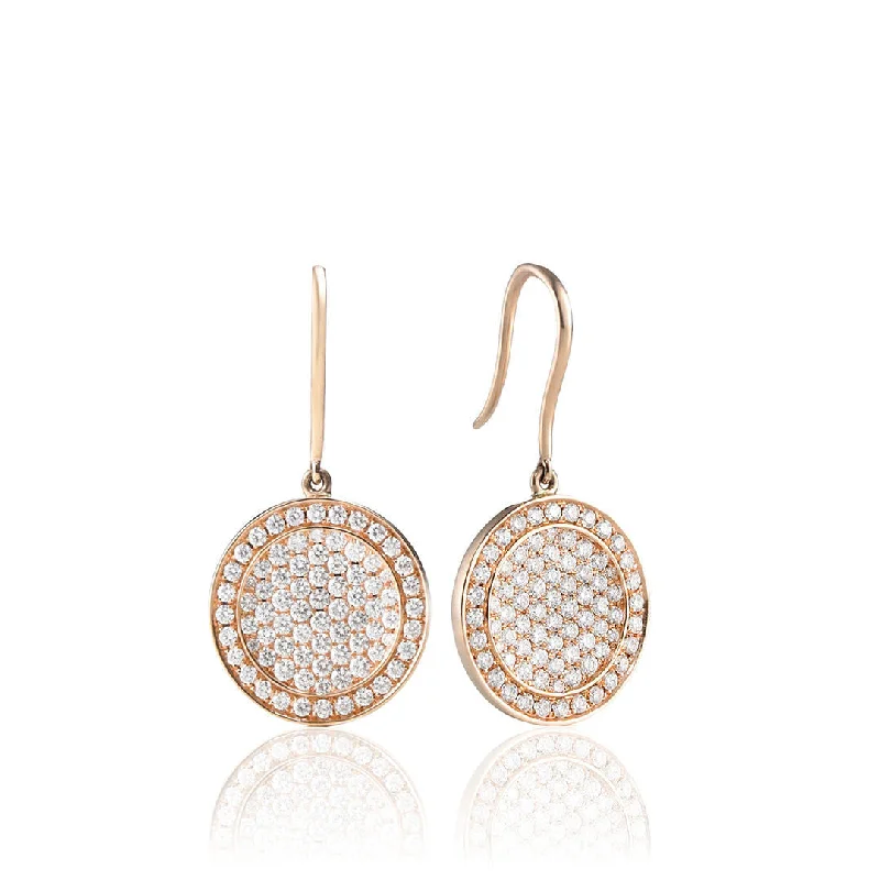 Large Pearl Earrings-Globe 18K Gold, Rosegold or Whitegold Earhangers w. Diamonds