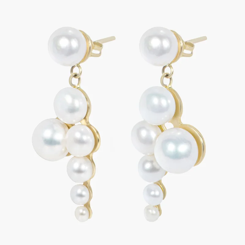 Custom Hoop Earrings for Women-Leah 01 9K Gold Earrings w. Pearls