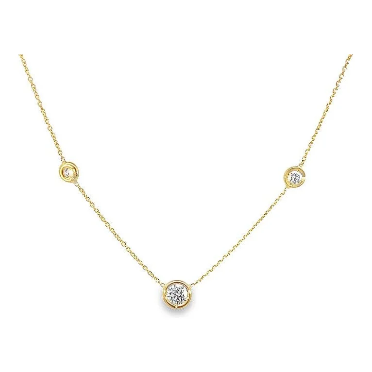 Citrine Necklaces-Roberto Coin 18K Yellow Gold Triple Diamond Station Necklace