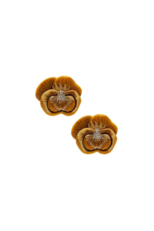 Designer Gold Earrings for Women-Marquetry 18K Gold Earrings w. Diamond