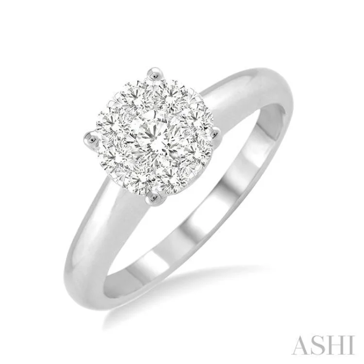 Custom Women’s Wedding Bands-1/8 ctw Lovebright Round Cut Diamond Ring in 14K White Gold