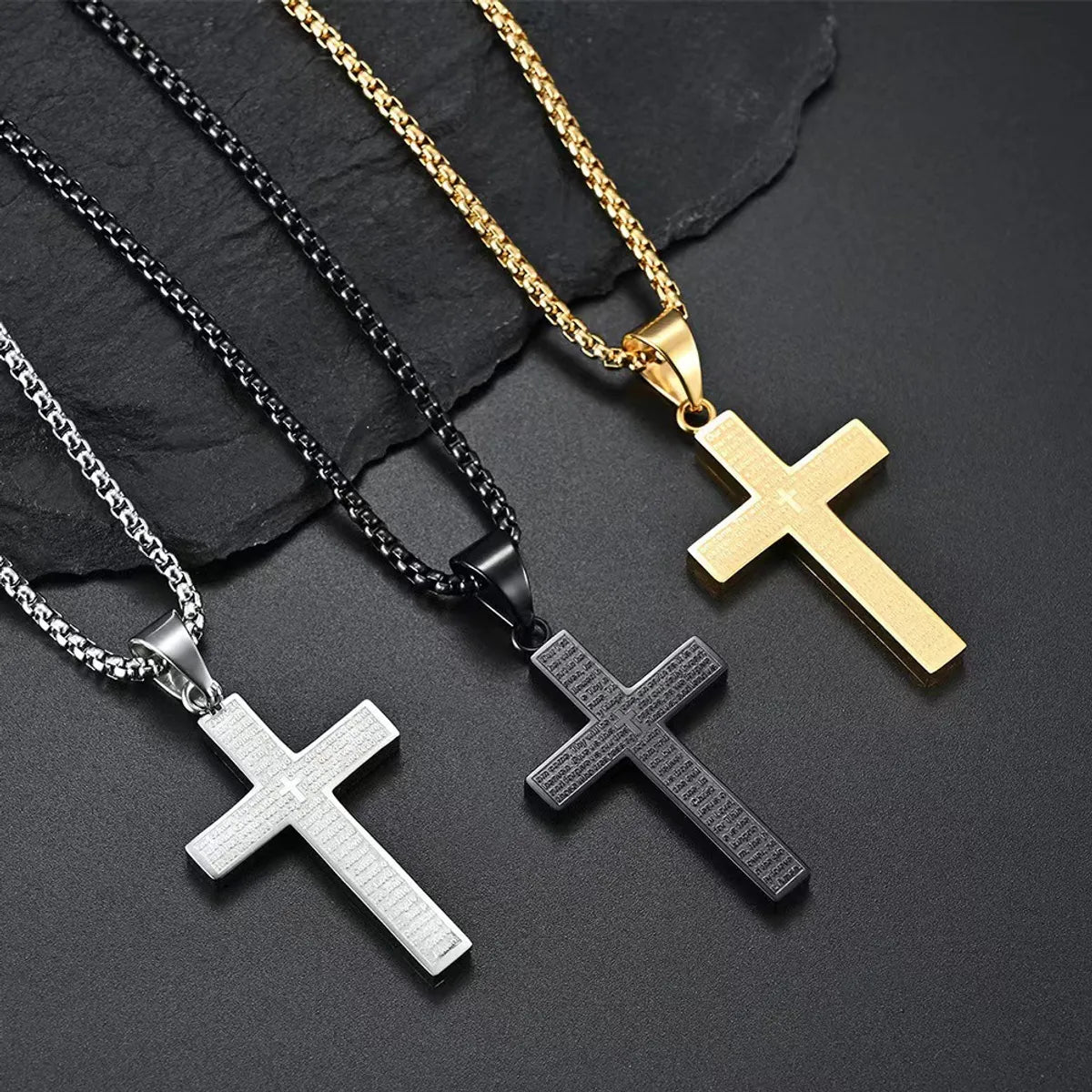 Silver Chain Necklaces-Casual Simple Style Cross Letter Titanium Steel Plating Unisex Pendant Necklace