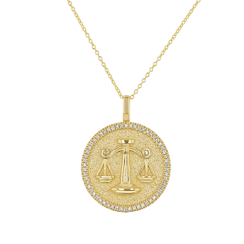 Color Changing Necklaces-Diamond Zodiac Coin Medallion Necklace