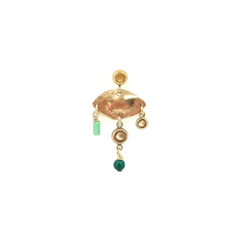 Luxury Pearl Earrings-Svea 14K Goldfilled Earring w. Malachite & Pearl