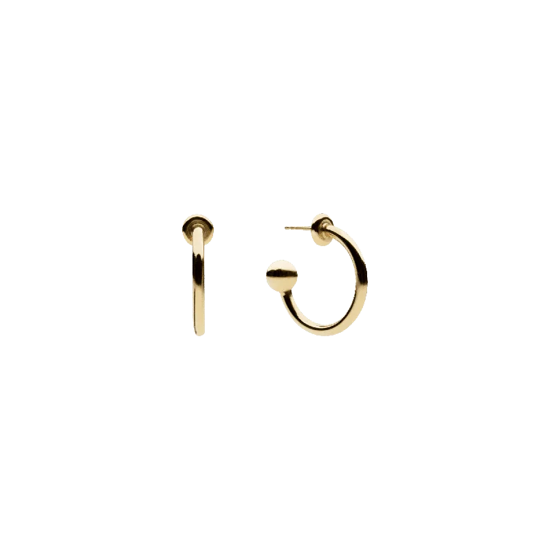 Geometric Hoop Drop Earrings-Petite Ball Hoop Earrings Gold Plated