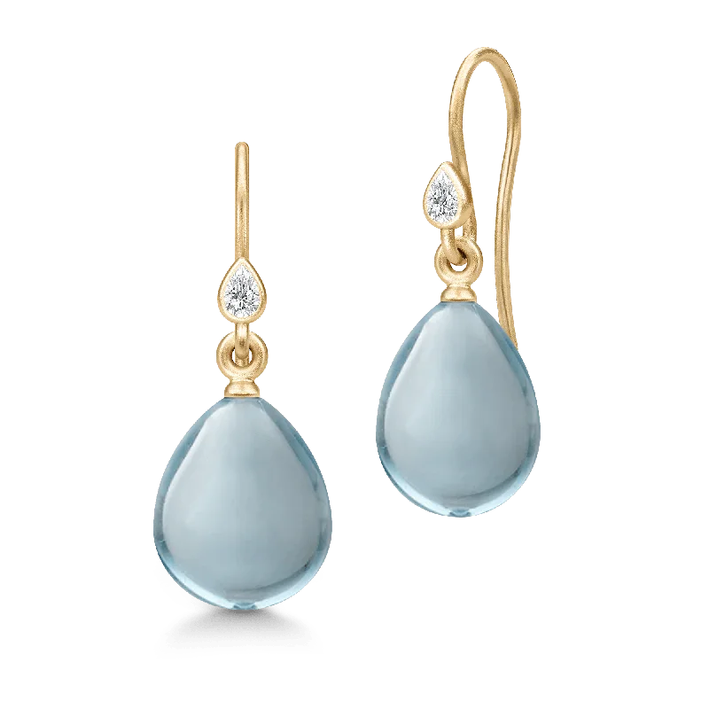 Unique Drop Earrings-Prima Ballerina Ocean Blue Gold Plated Earrings