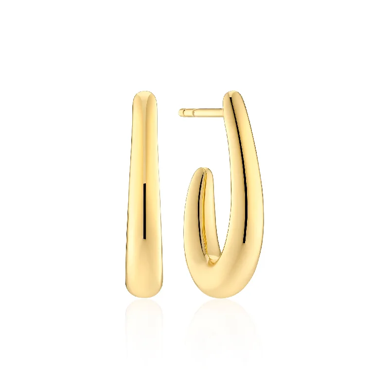 Large Hoop Drop Earrings-Goccia Pianura Parvus Gold Plated Earrings