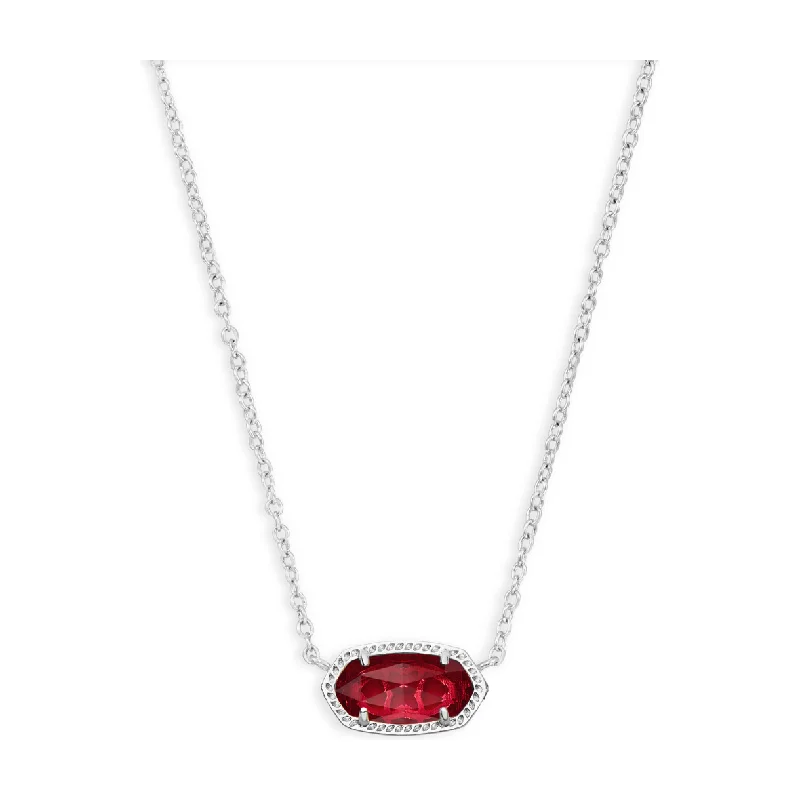 Thin Necklaces-Kendra Scott Silver Elisa Necklace in Clear Berry