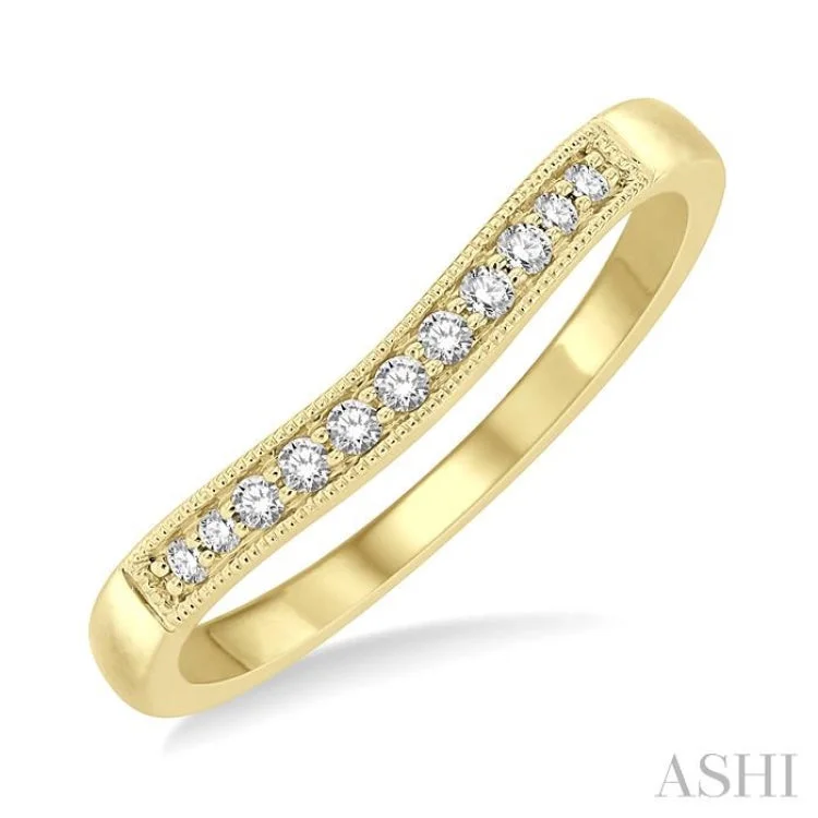 Custom Gold Wedding Ring Sets-1/10 ctw Arched Round Cut Diamond Wedding Band in 14K Yellow Gold