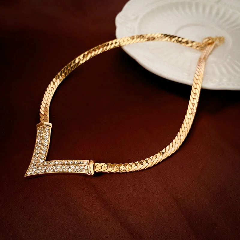 31 # Necklace - Gold V-shaped (electroplated with genuine gold)