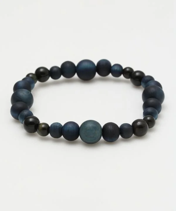 Adjustable Bracelets for Men-AIZOME Indigo Dyed Cypress x Blue Tiger Eye Bracelet