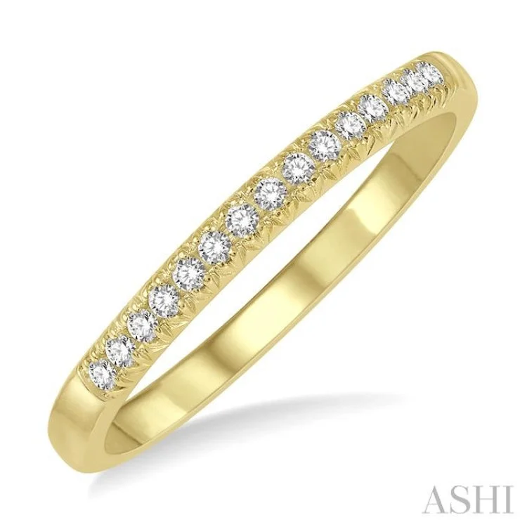 Unique Wedding Rings with Diamonds-1/10 ctw 15Stones Round Cut Diamond Wedding Band in 14K Yellow Gold