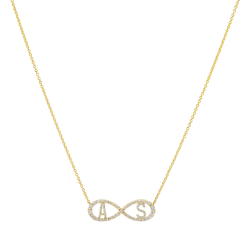 Elegant Gold Necklaces-Diamond Infinity Letter Necklace