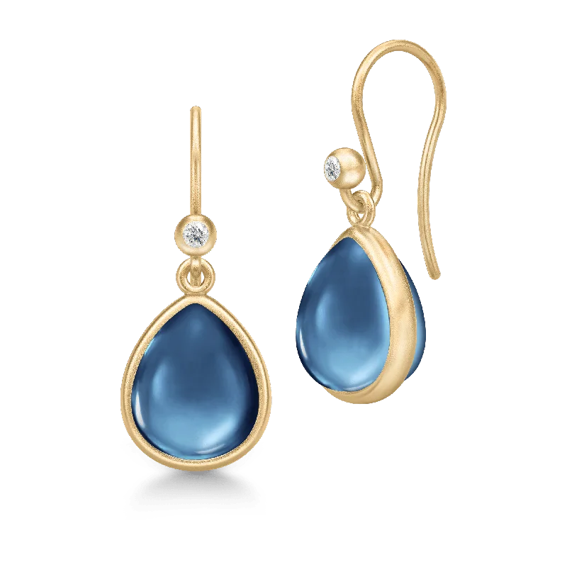 Custom Hoop Earrings-Paloma Sapphire Blue Gold Plated Earrings