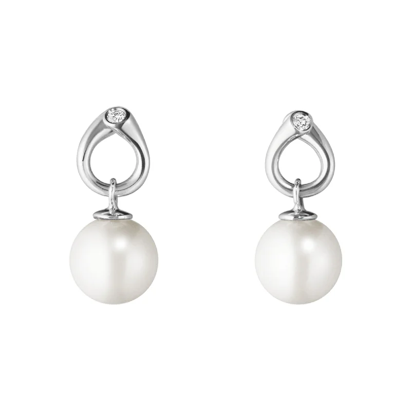 Classic Gemstone Earrings-Magic 18K White Gold Earrings w. Pearls