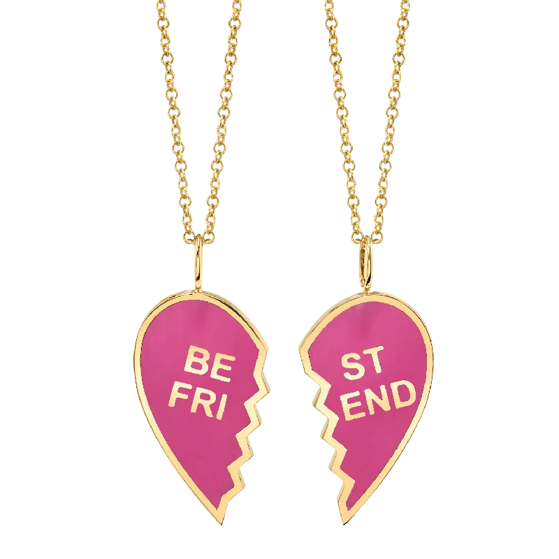 Adjustable Chain Necklaces-Enamel Best Friend Necklaces (Set of 2)