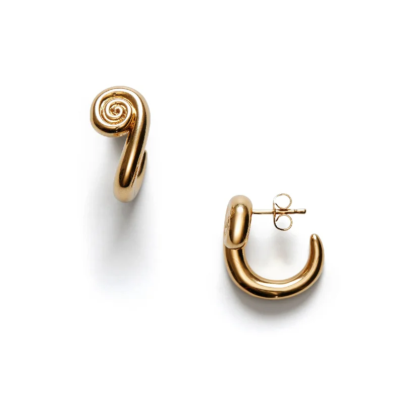 Simple Crystal Earrings for Women-Swirl Gold Plated Earrings