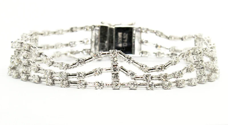 Black Leather Bracelets for Men-DIAMOND- TRIPLE 3 ROW BRACELET AD NO.1252