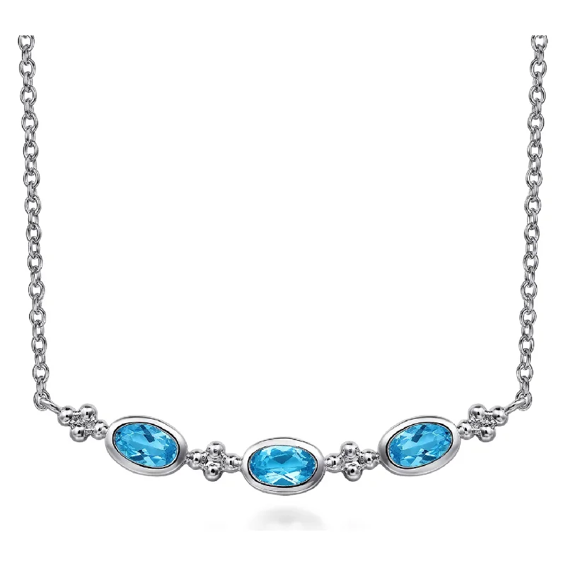 Personalized Pendant Necklaces-Gabriel Sterling Silver Bujukan Blue Topaz Bar Necklace