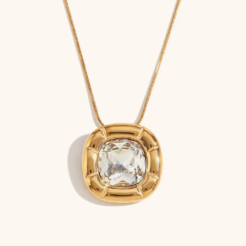 Necklace-Golden-White Zirconium