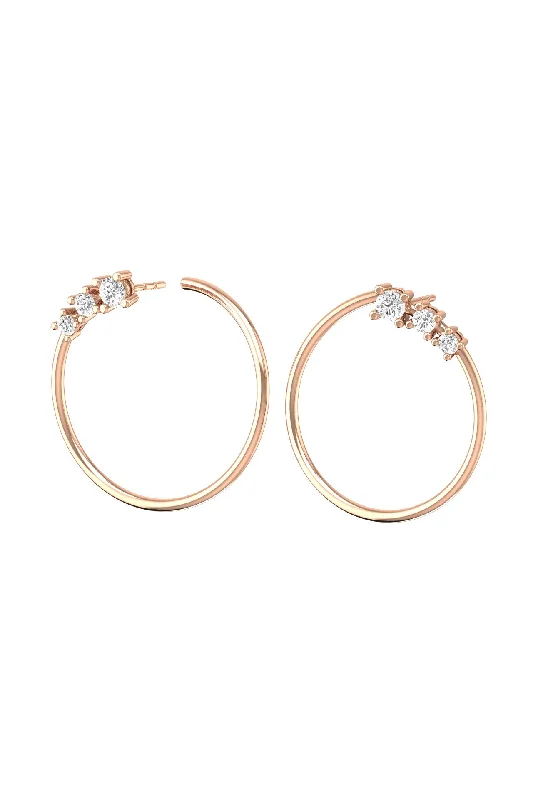 Sparkling Gemstone Drop Earrings-Circle Degrade 18K Rose Gold Earrings w. Lab-Grown Diamonds