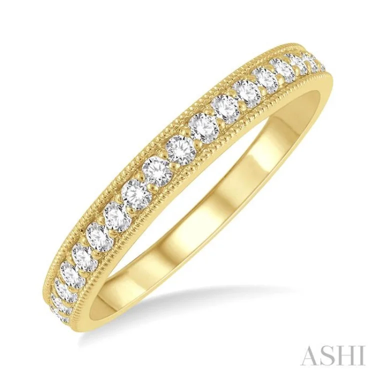 Custom Stackable Wedding Rings-1/3 ctw Round Cut Diamond Wedding Band in 14K Yellow Gold