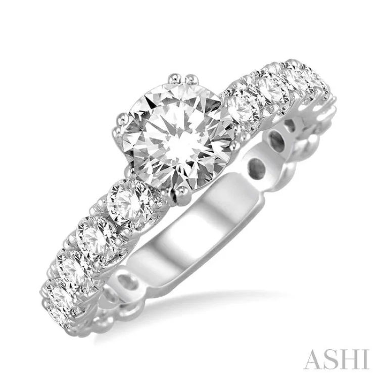 Couples Engagement Ring Sets-1.00 ctw Diamond Semi-Mount Engagement Ring in 14K White Gold