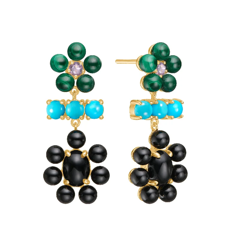 Colorful Gemstone Earrings-Mirage 18K Gold Plated Earrings w. Mixed Stones