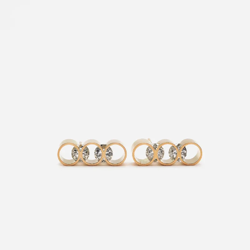 Designer Hoop Drop Earrings for Women-Con Long 18K Gold Earrings w. Diamonds