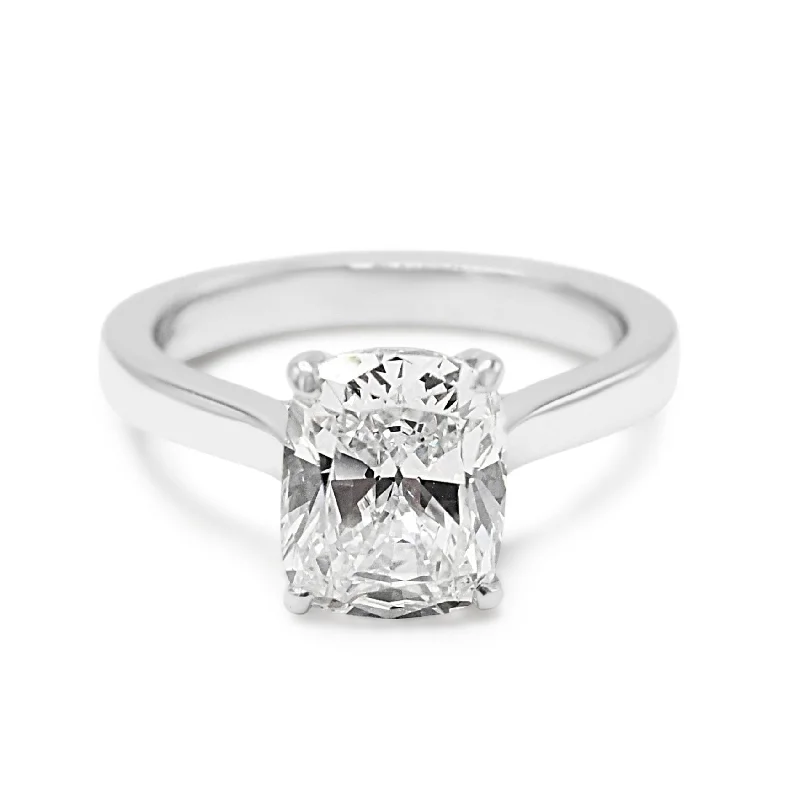 White Gold Wedding Bands-GIA Certificated Boodles Cushion Cut Diamond Ring