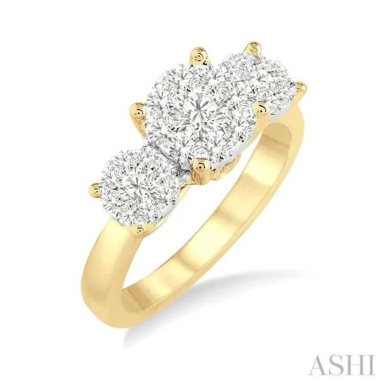 Men’s Customizable Promise Rings-3/4 ctw Lovebright Round Cut Diamond Ring in 14K Yellow and White Gold