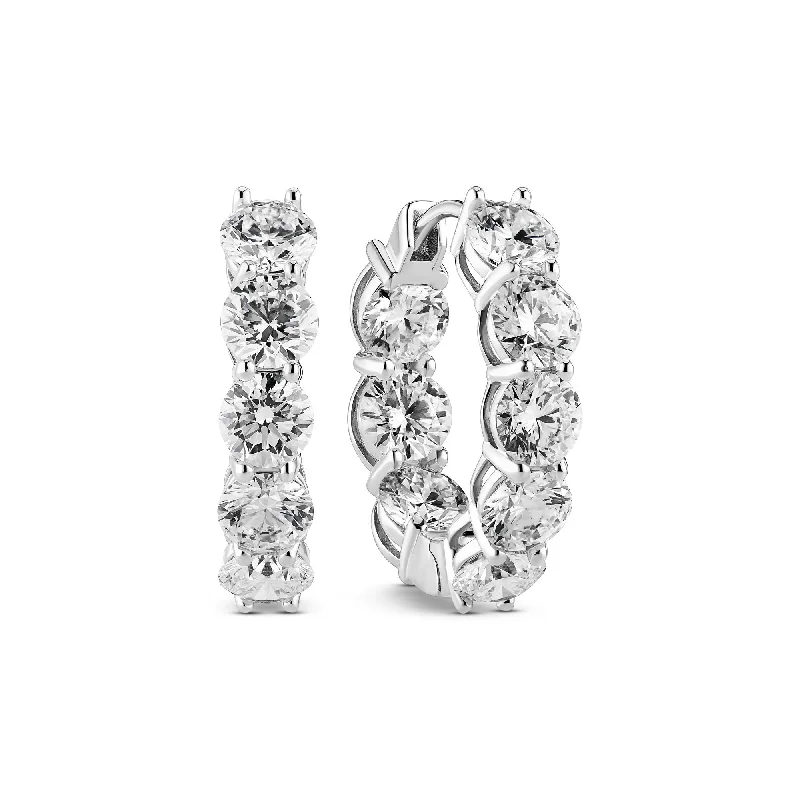 Geometric Drop Earrings-Ariccia 14K Whitegold Hoops w. Lab-Grown Diamonds