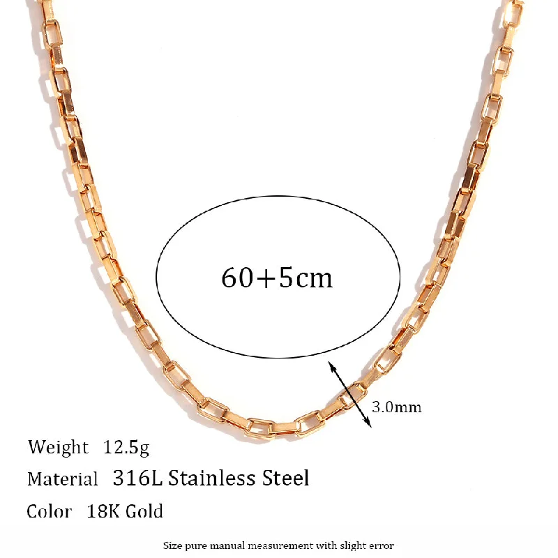 3mm long box chain - gold necklace -60cm 5cm