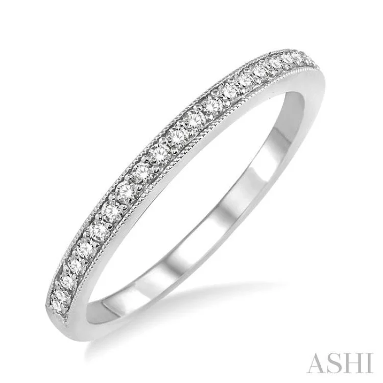 High-End Custom Engagement Rings-1/5 ctw Round Cut Diamond Wedding Band in 14K White Gold