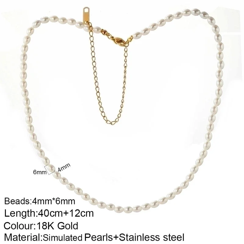 Oval Pearl Necklace 40cm 12cm