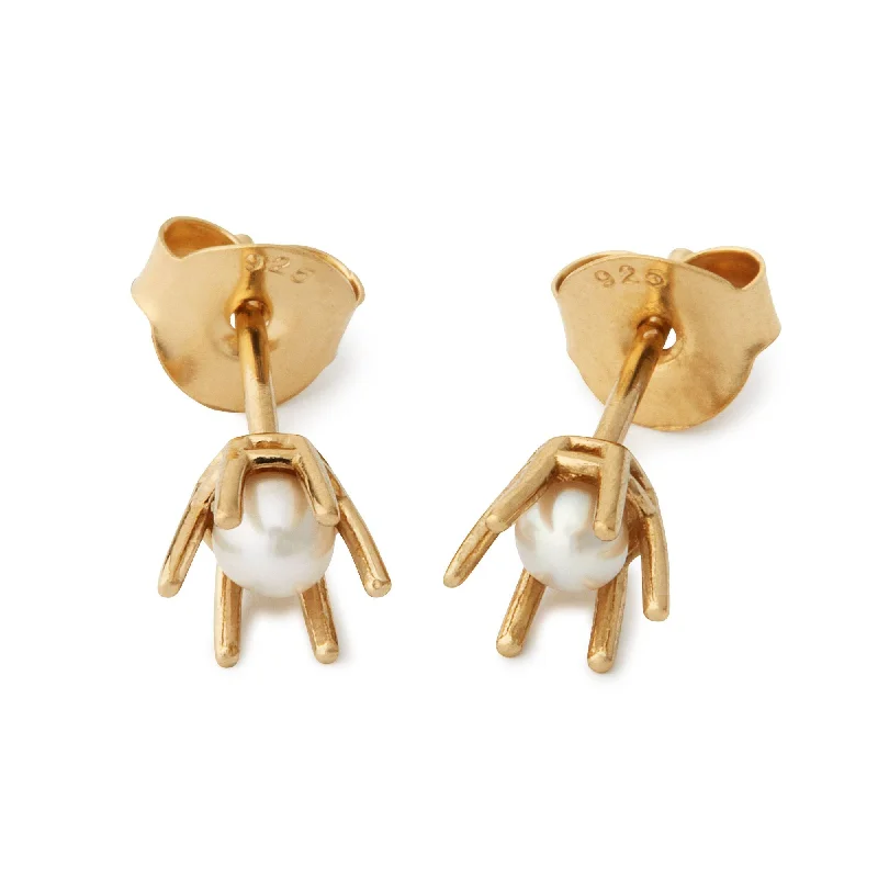 Elegant Drop Gemstone Earrings-One Gold Plated Earring w. Pearl