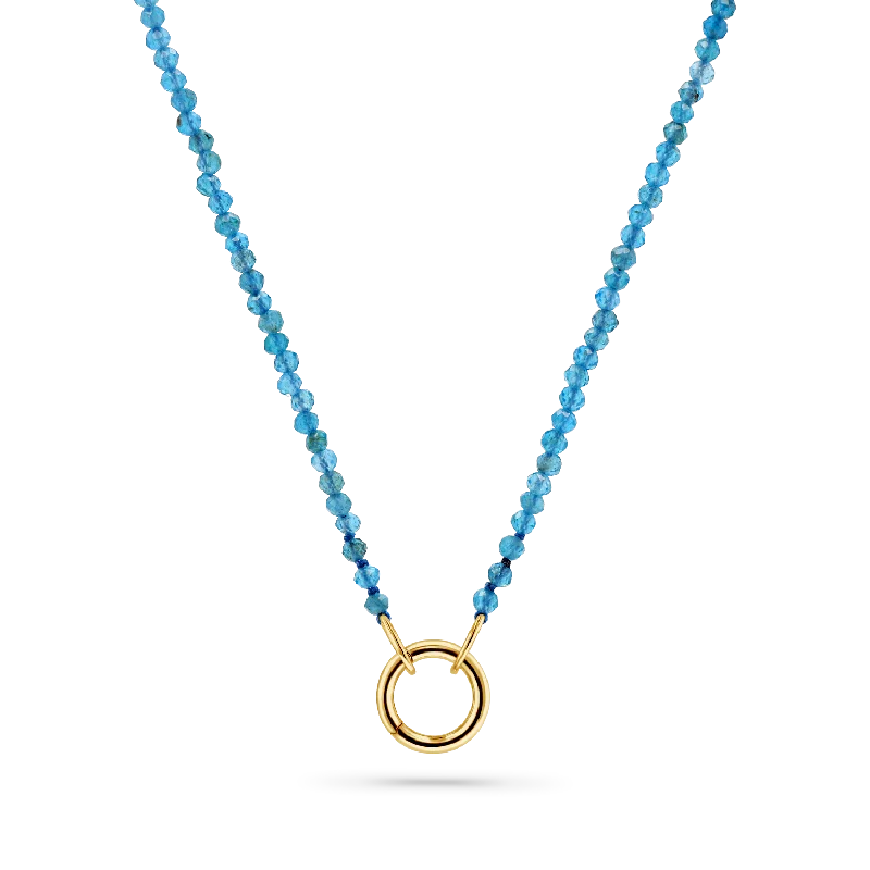 Antique Gold Necklaces-Blue Apatite Connector Necklace