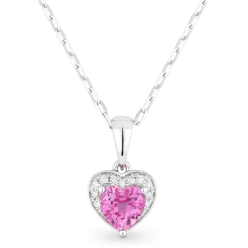 Mother’s Day Necklaces-14K White Gold Heart Gemstone and Diamond Accent Pendant