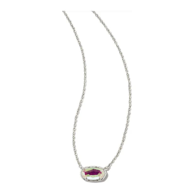 Crystal Necklaces-Kendra Scott Silver Grayson Necklace in Dichroic Glass