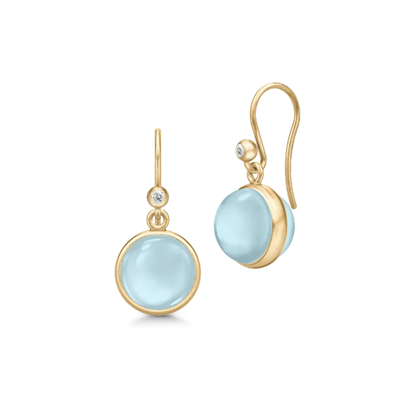 Trendy Drop Earrings for Women-Prime Gold Plated Earrings w. Milky Aqua Crystal